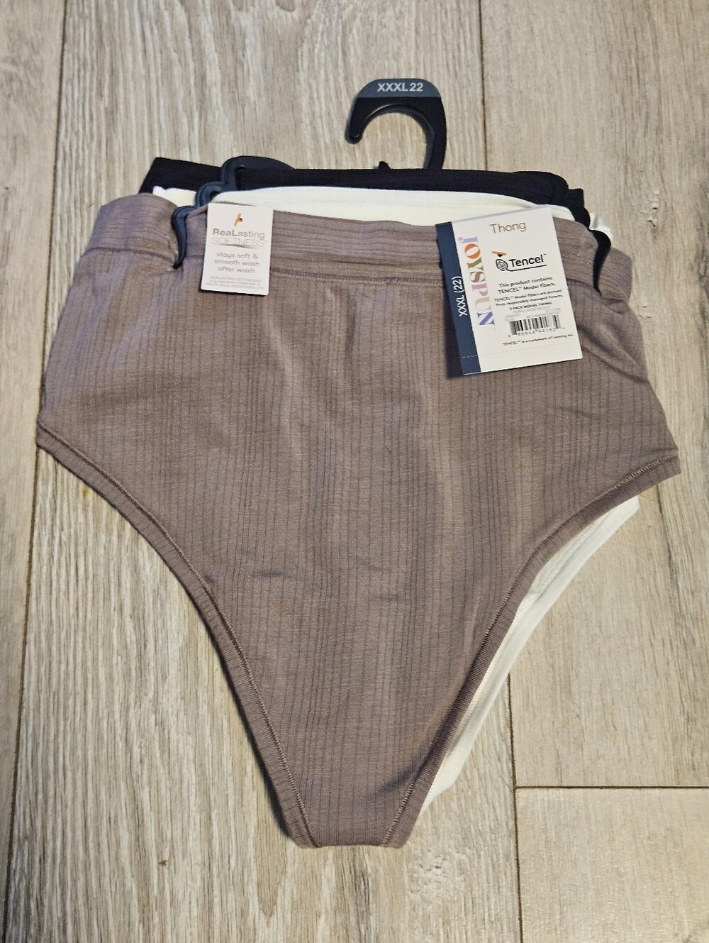 NWT Joyspun Women’s Size XXXL (22) 3 Pack Modal Thong Panties Ribbed Stretch